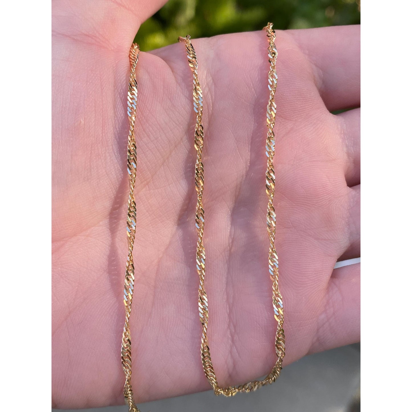 Vintage Solid 14k Yellow Gold Twist Chain Necklace - 16 inches