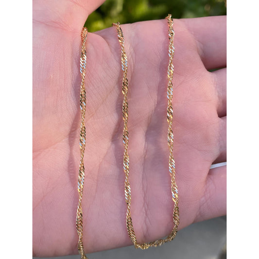 Vintage Solid 14k Yellow Gold Twist Chain Necklace - 16 inches