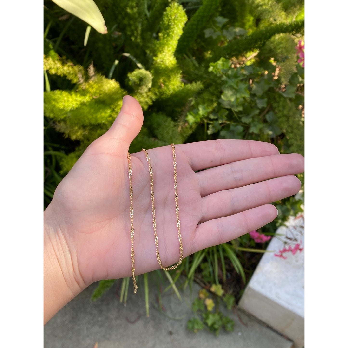 Vintage Solid 14k Yellow Gold Twist Chain Necklace - 16 inches