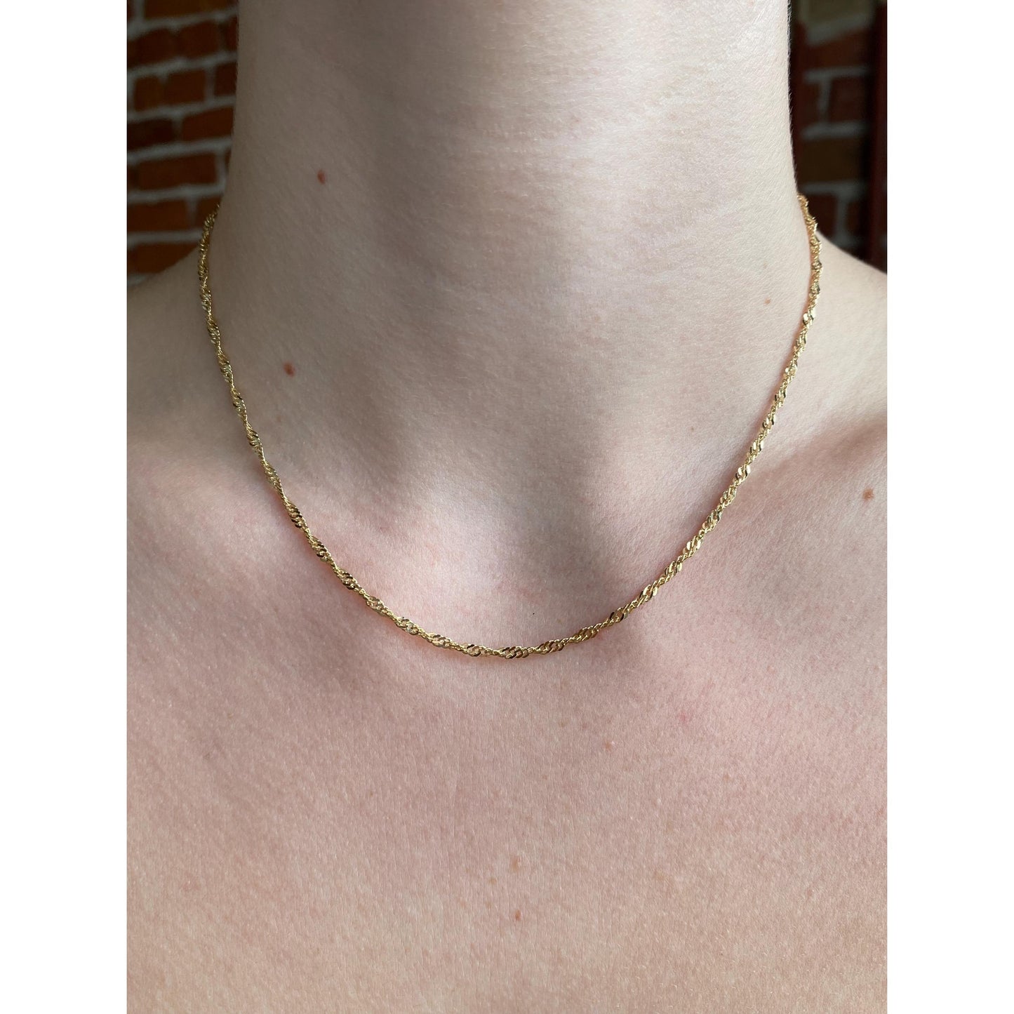 Vintage Solid 14k Yellow Gold Twist Chain Necklace - 16 inches