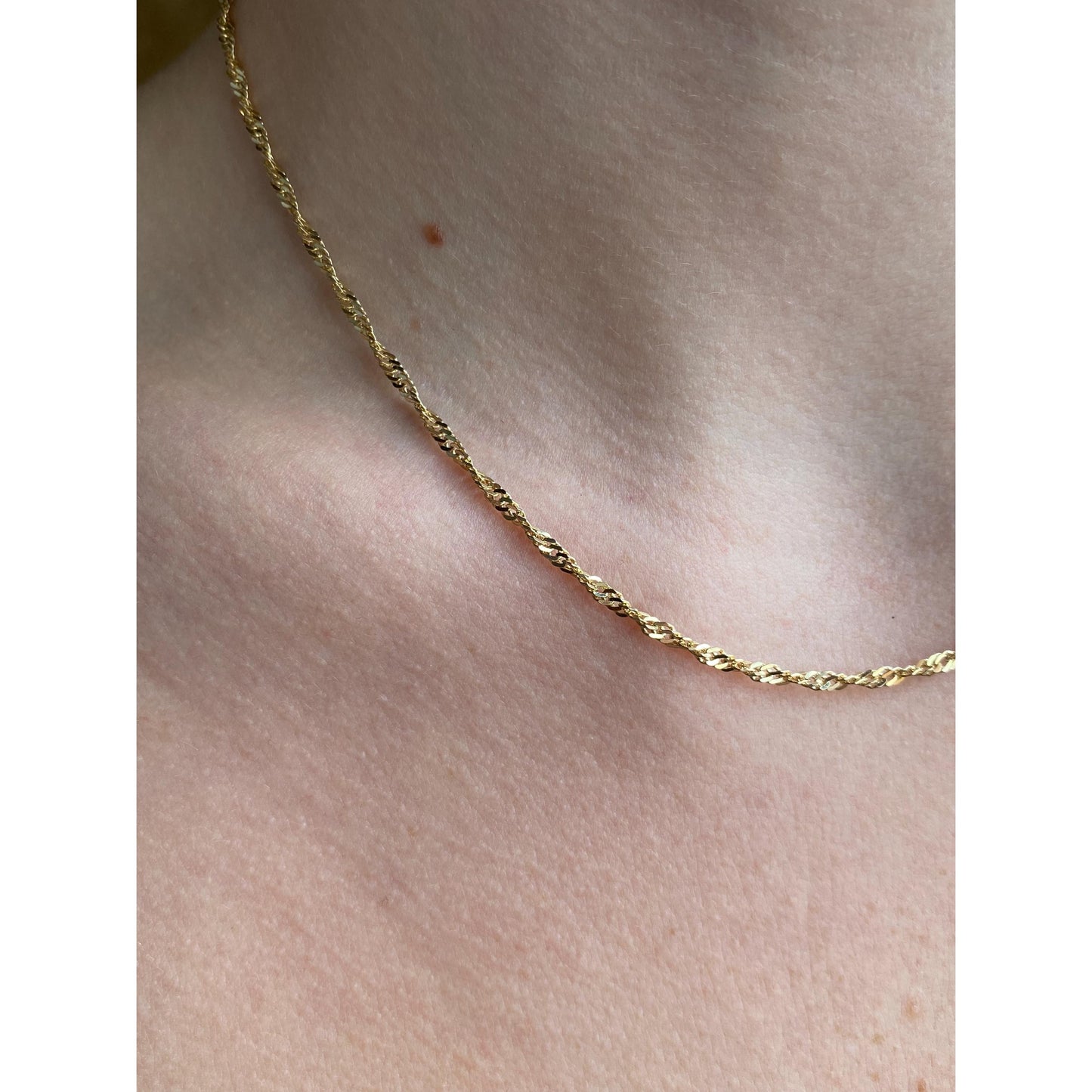Vintage Solid 14k Yellow Gold Twist Chain Necklace - 16 inches