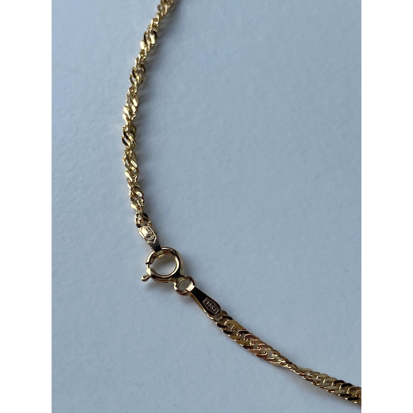 Vintage Solid 14k Yellow Gold Twist Chain Necklace - 16 inches