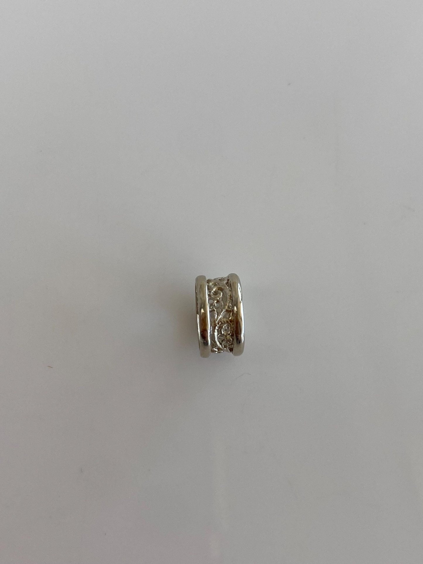 Solid 14k White Gold Filigree Charm