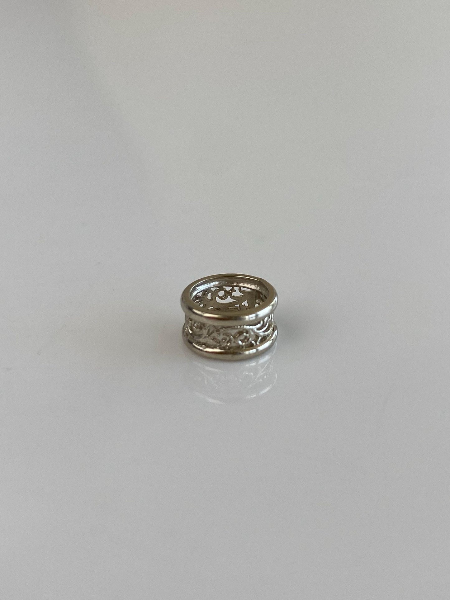 Solid 14k White Gold Filigree Charm