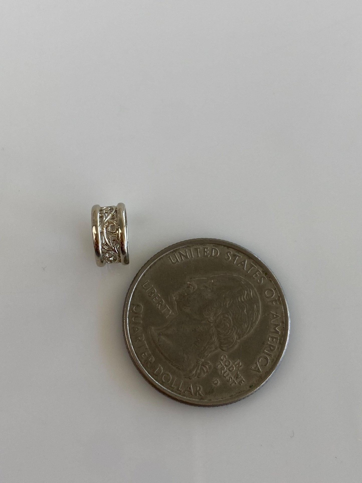 Solid 14k White Gold Filigree Charm