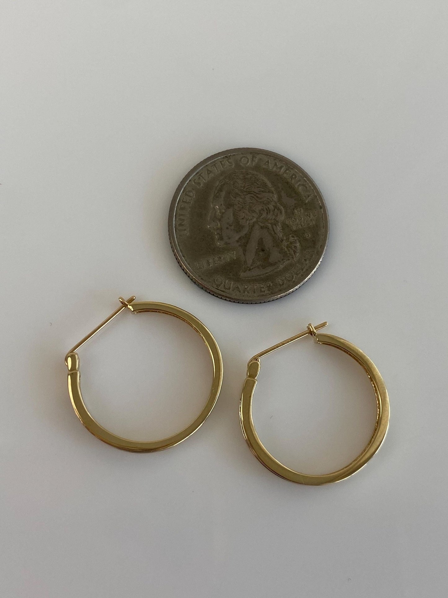 Vintage 10k Yellow Gold Clear Sapphire Hoop Earrings