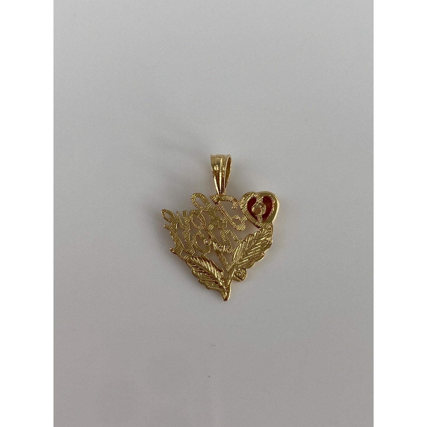 Solid 14k Rose & Yellow Gold Diamond Cut 'I Love You' Charm