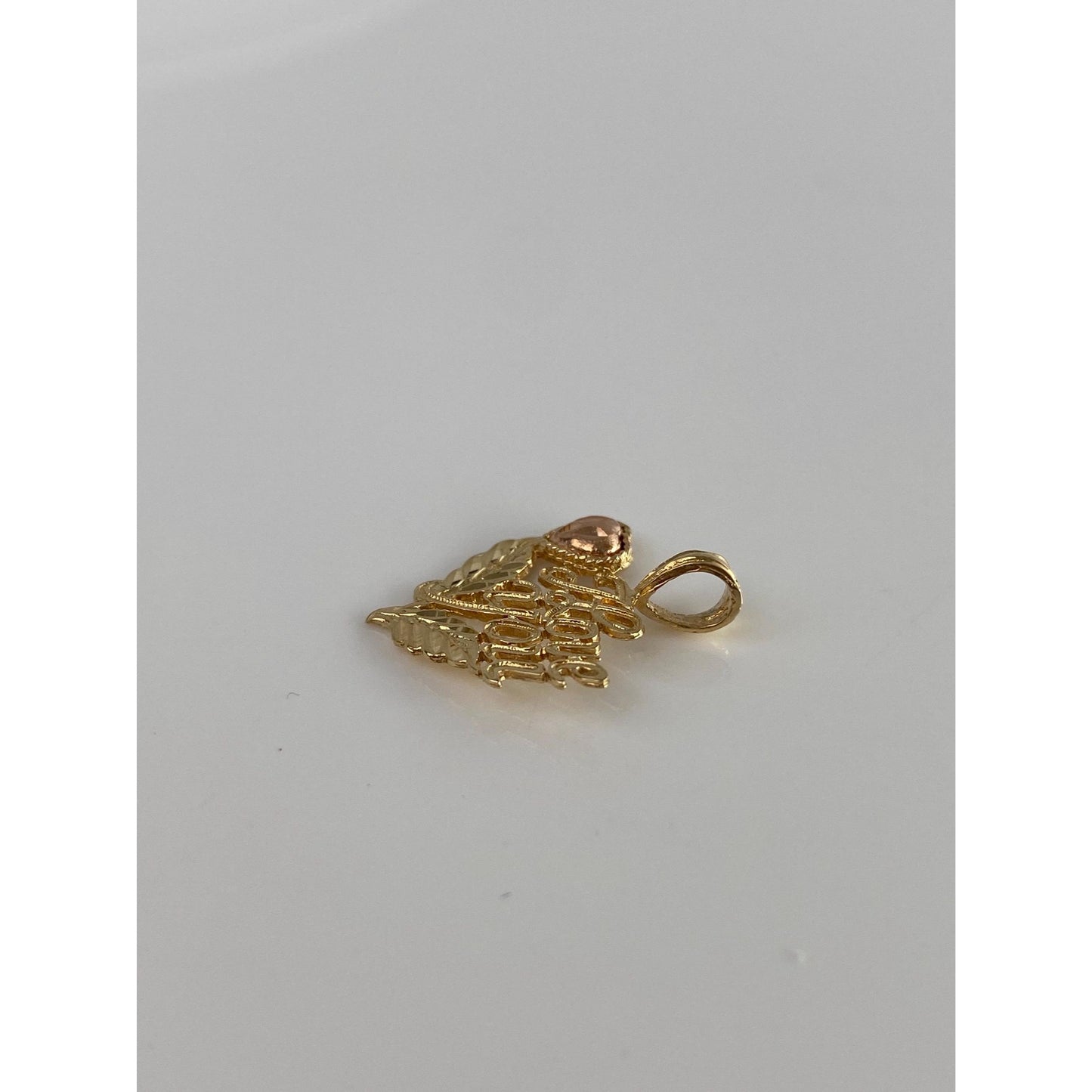 Solid 14k Rose & Yellow Gold Diamond Cut 'I Love You' Charm