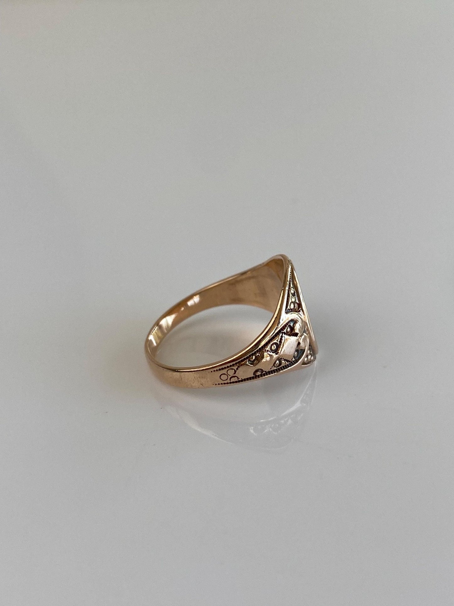 Vintage Solid 10k Rosey Gold Monogram Signet Ring - Size 7.5