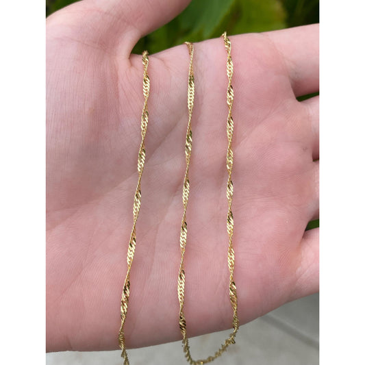 Vintage Solid 14k Yellow Gold Twist Chain Necklace - 24 inches