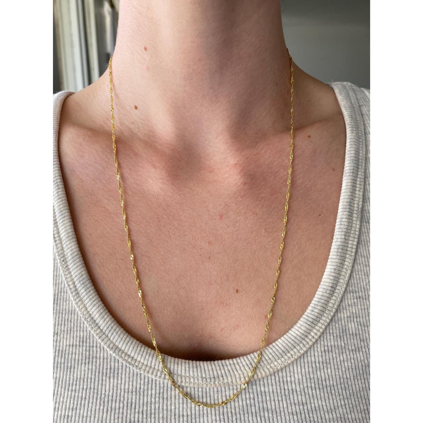 Vintage Solid 14k Yellow Gold Twist Chain Necklace - 24 inches