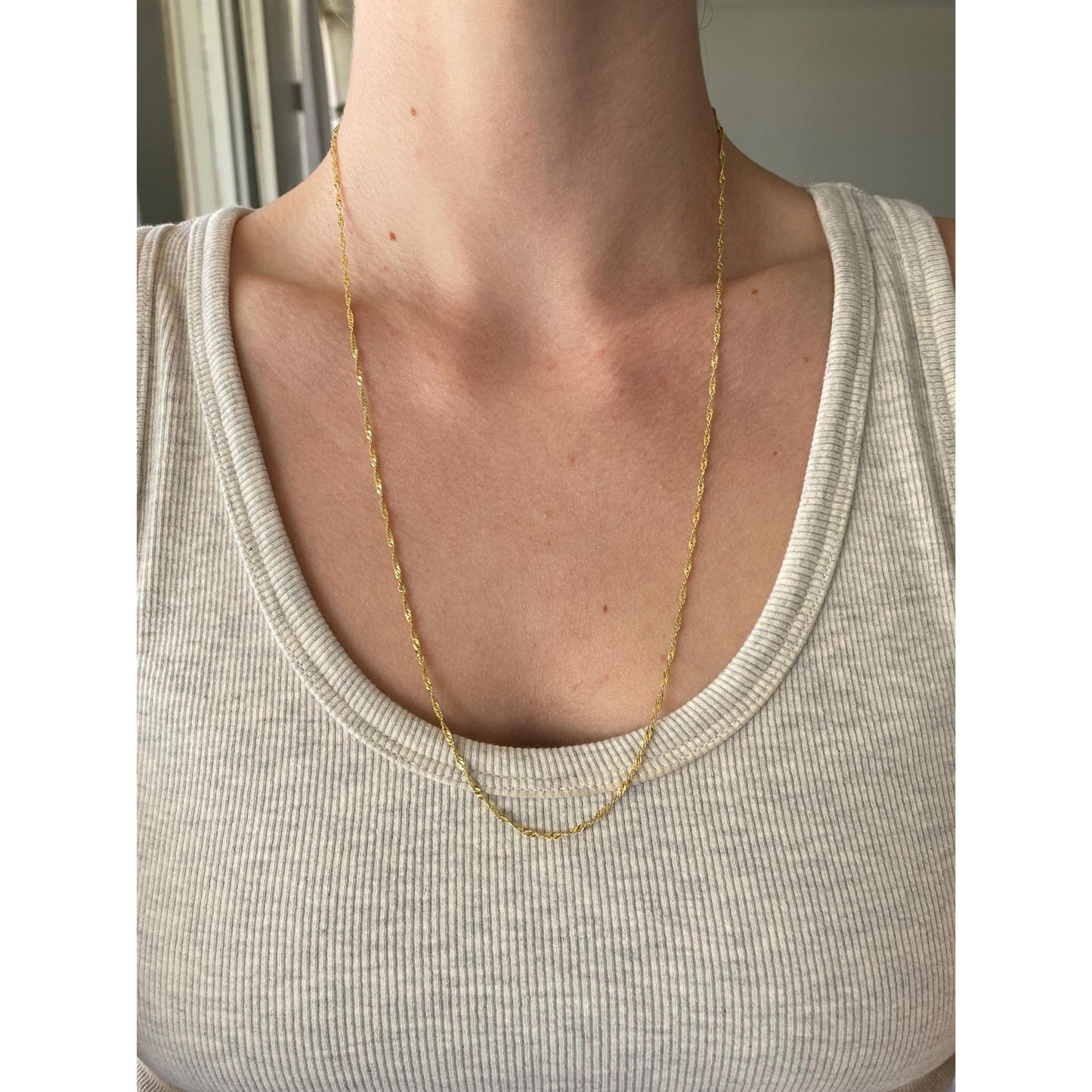 Vintage Solid 14k Yellow Gold Twist Chain Necklace - 24 inches