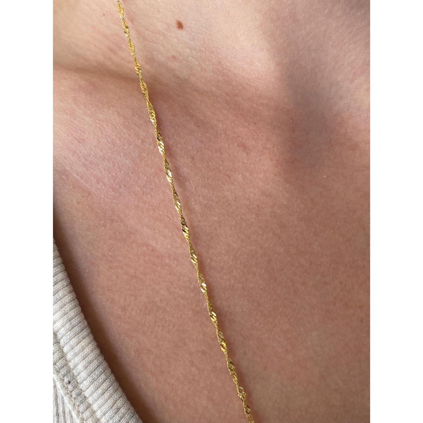 Vintage Solid 14k Yellow Gold Twist Chain Necklace - 24 inches