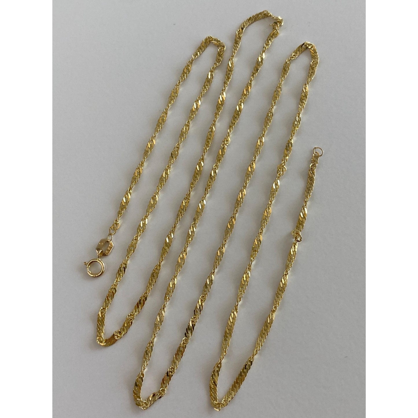 Vintage Solid 14k Yellow Gold Twist Chain Necklace - 24 inches