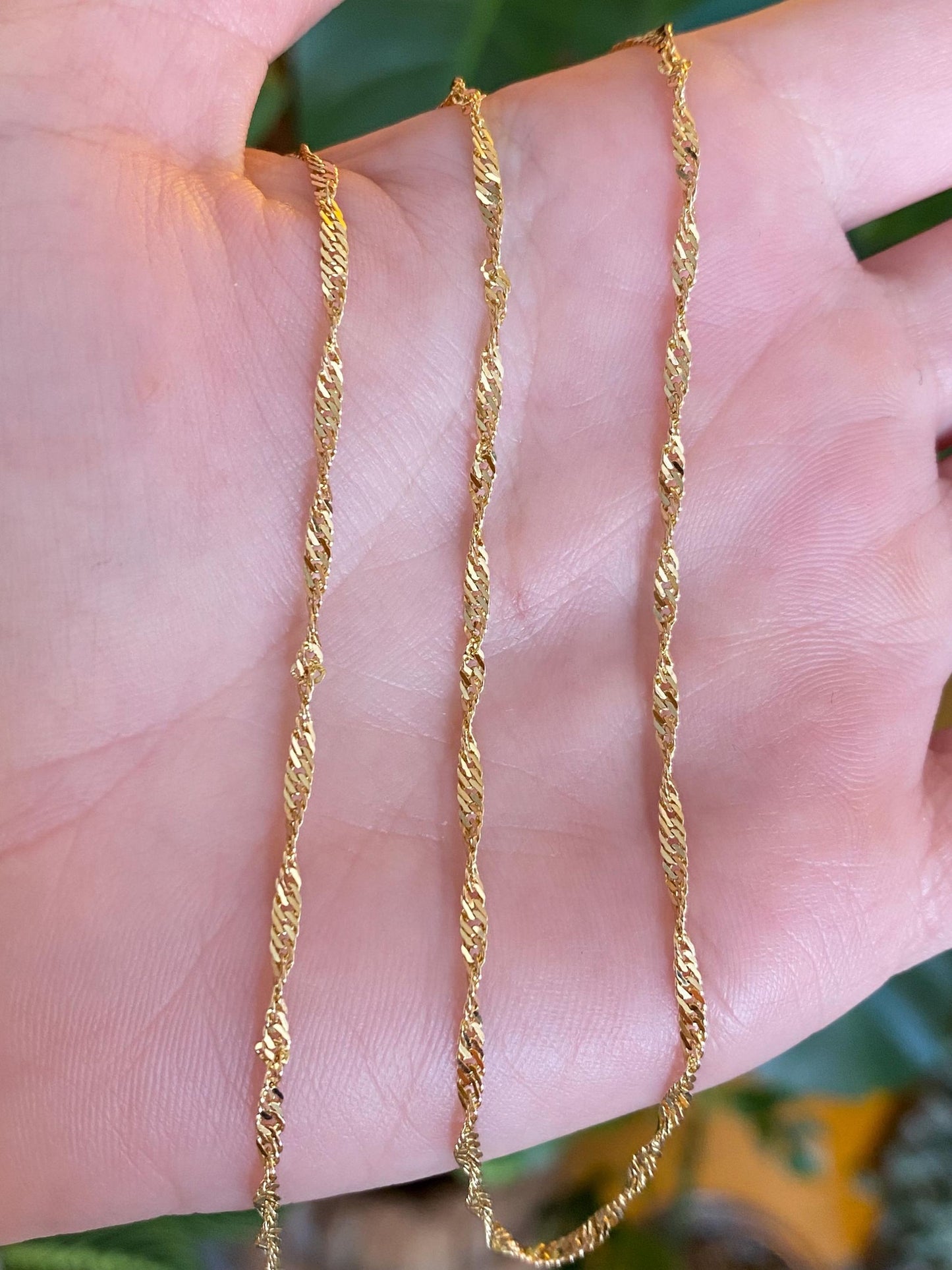 Vintage Solid 14k Yellow Gold Twist Chain Necklace - 21.75 inches