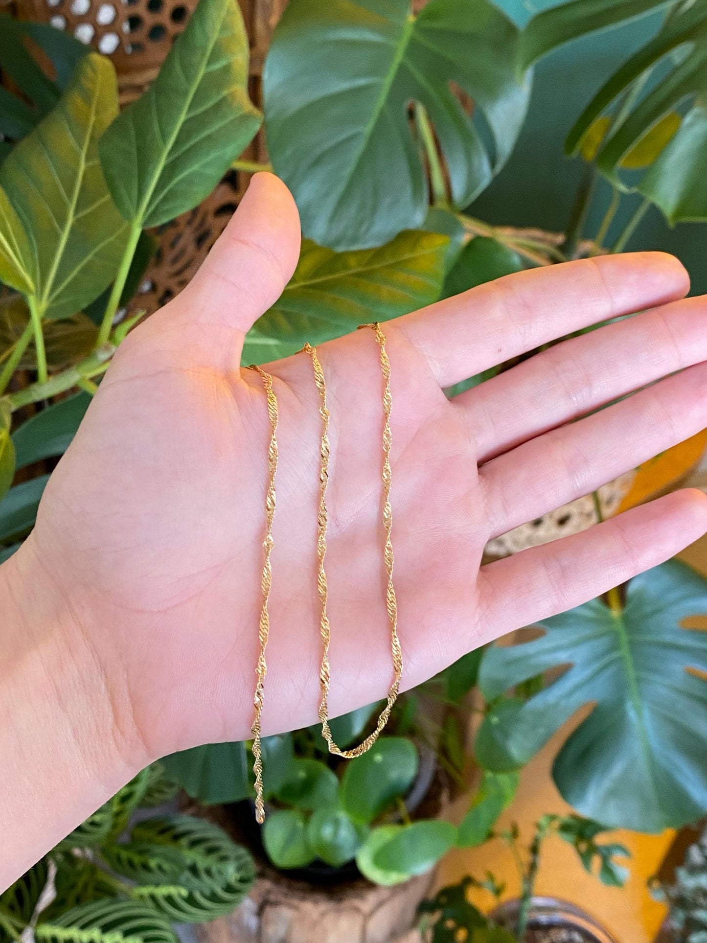 Vintage Solid 14k Yellow Gold Twist Chain Necklace - 21.75 inches