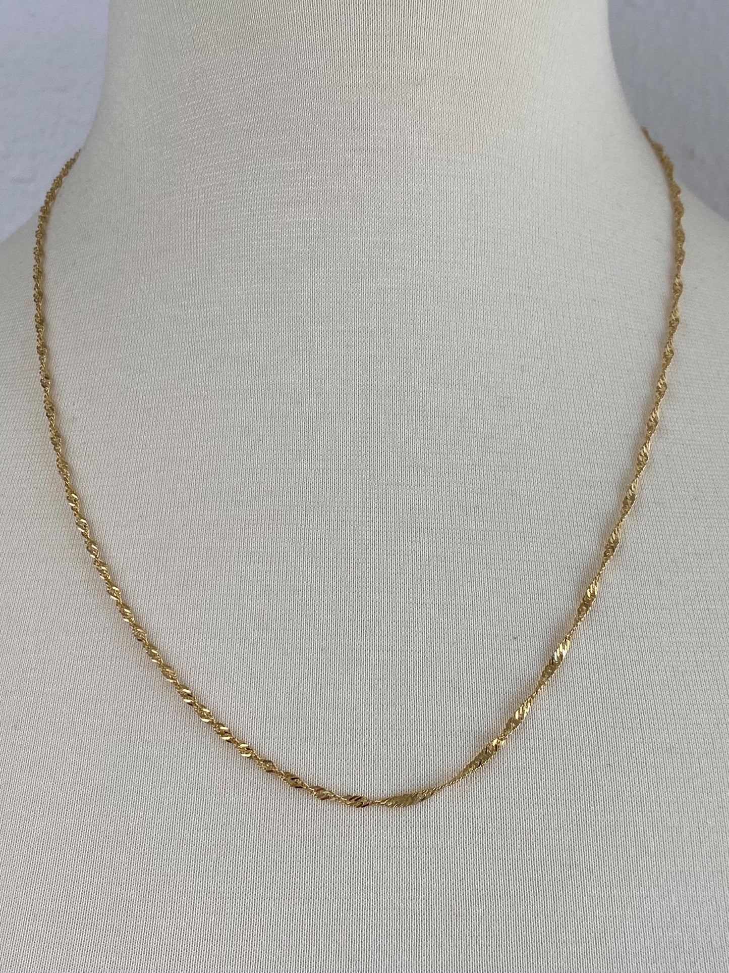 Vintage Solid 14k Yellow Gold Twist Chain Necklace - 21.75 inches