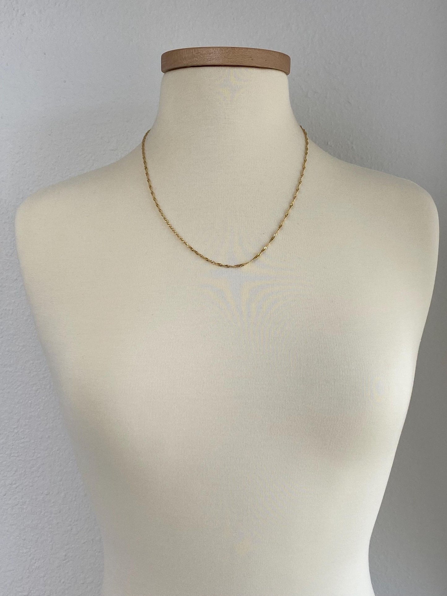 Vintage Solid 14k Yellow Gold Twist Chain Necklace - 21.75 inches