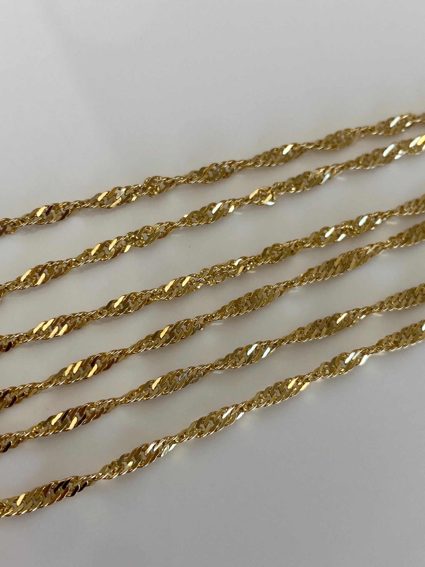 Vintage Solid 14k Yellow Gold Twist Chain Necklace - 21.75 inches