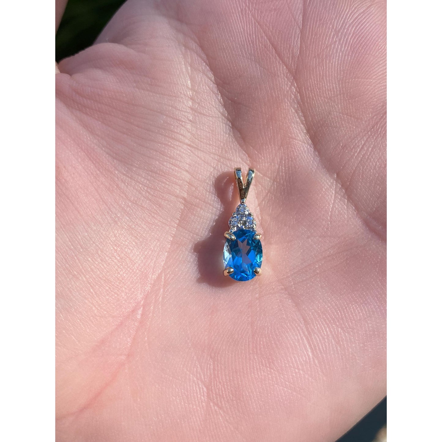 Vintage Solid 10k Yellow Gold Topaz Diamond Charm