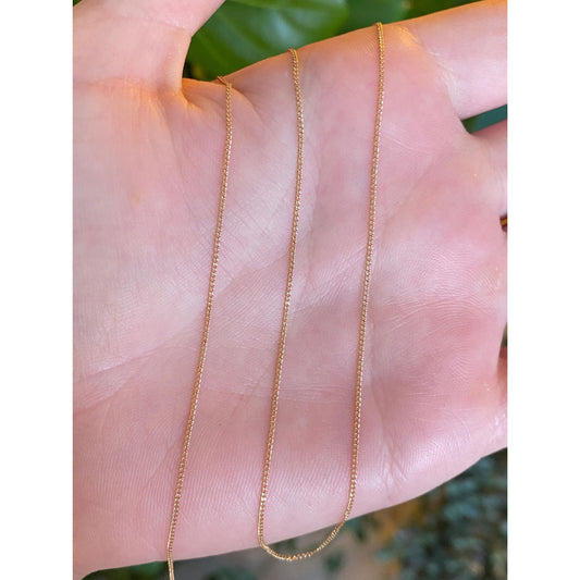 Vintage Solid 14k Yellow Gold Dainty Tight Curb Chain Necklace - 18 inches