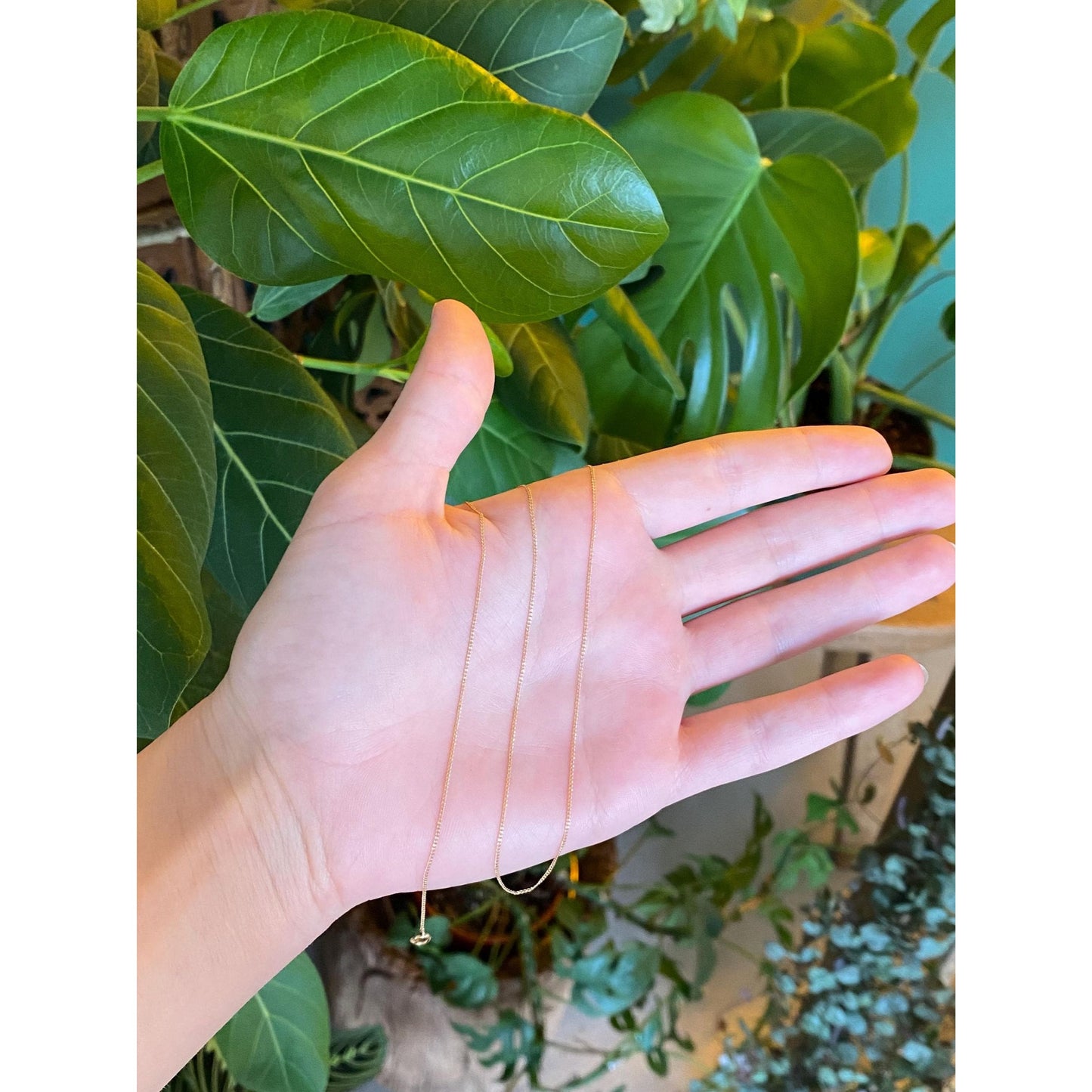 Vintage Solid 14k Yellow Gold Dainty Tight Curb Chain Necklace - 18 inches