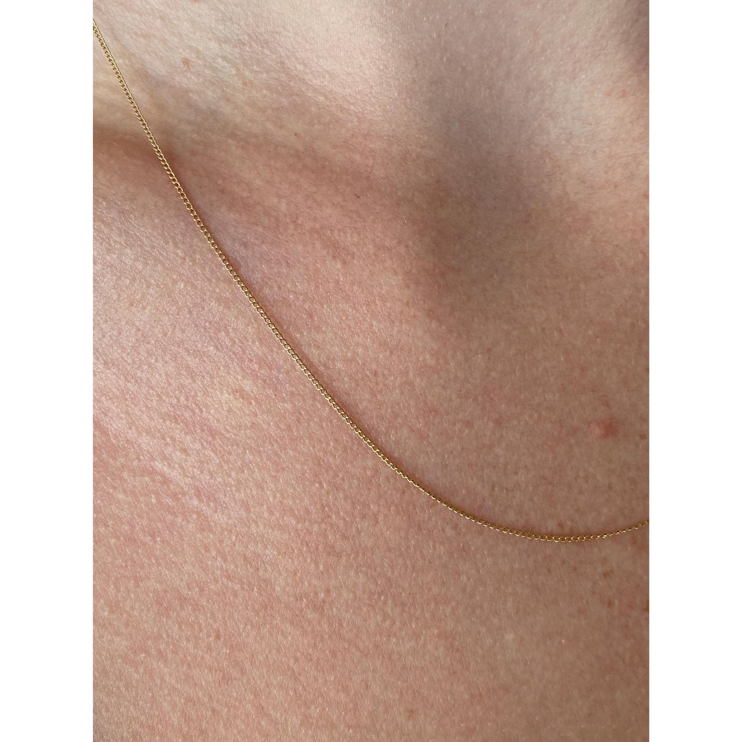 Vintage Solid 14k Yellow Gold Dainty Tight Curb Chain Necklace - 18 inches