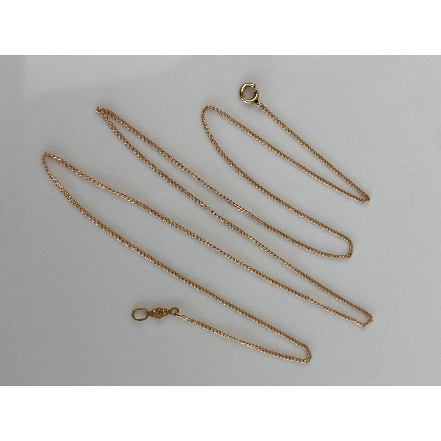 Vintage Solid 14k Yellow Gold Dainty Tight Curb Chain Necklace - 18 inches