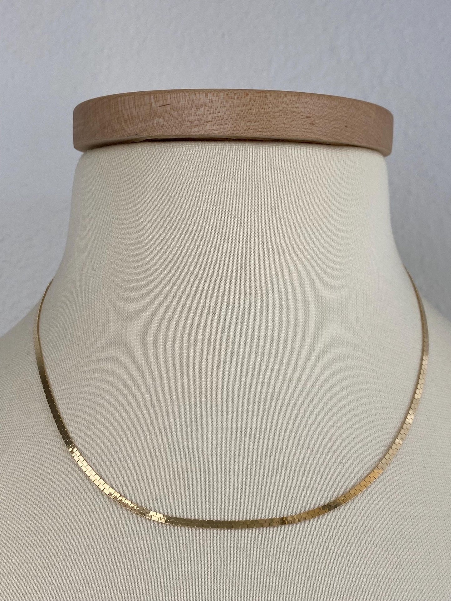Vintage Solid 14k Yellow Gold Fancy Flat Chain Necklace - 18 inches