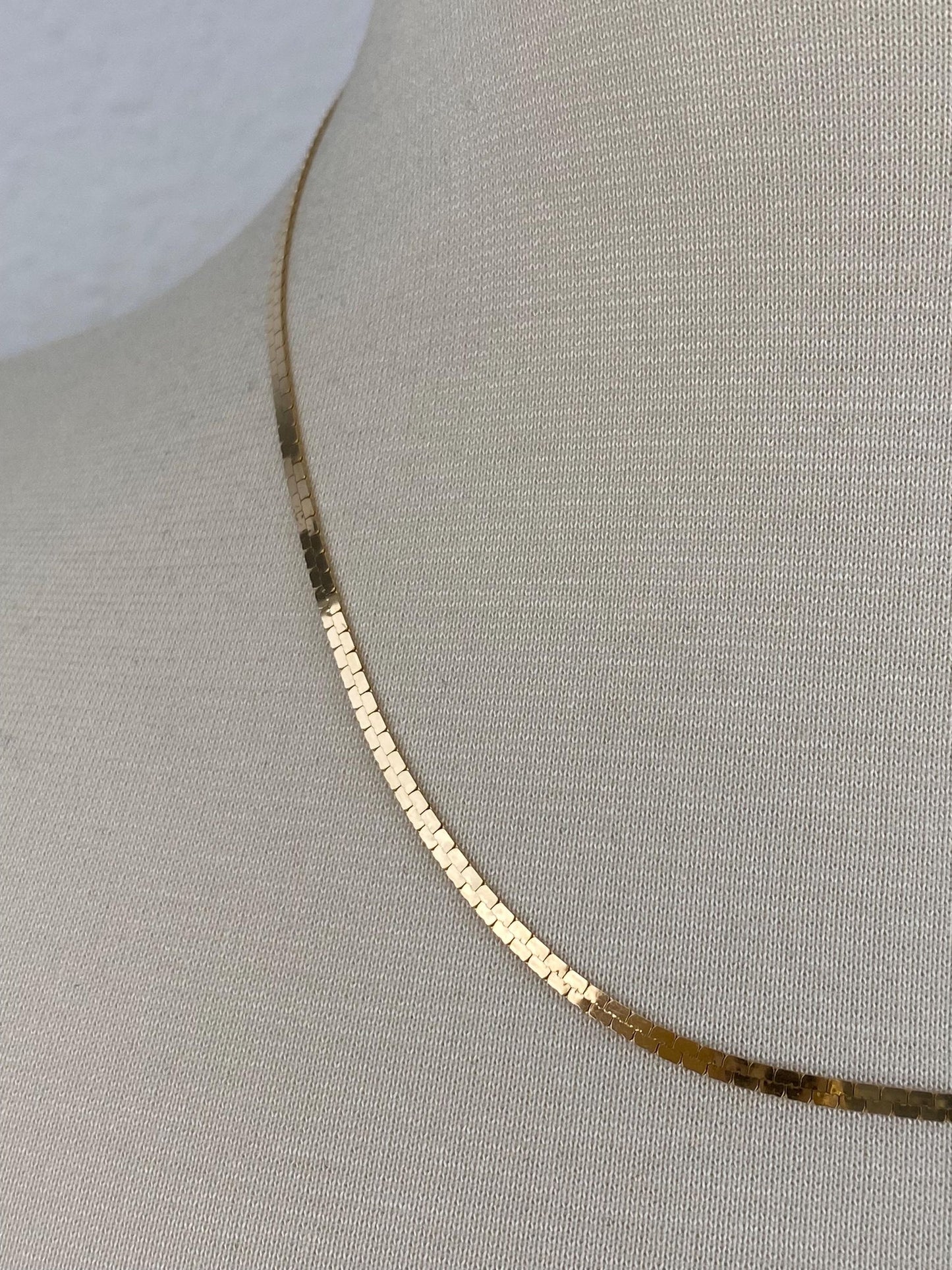 Vintage Solid 14k Yellow Gold Fancy Flat Chain Necklace - 18 inches