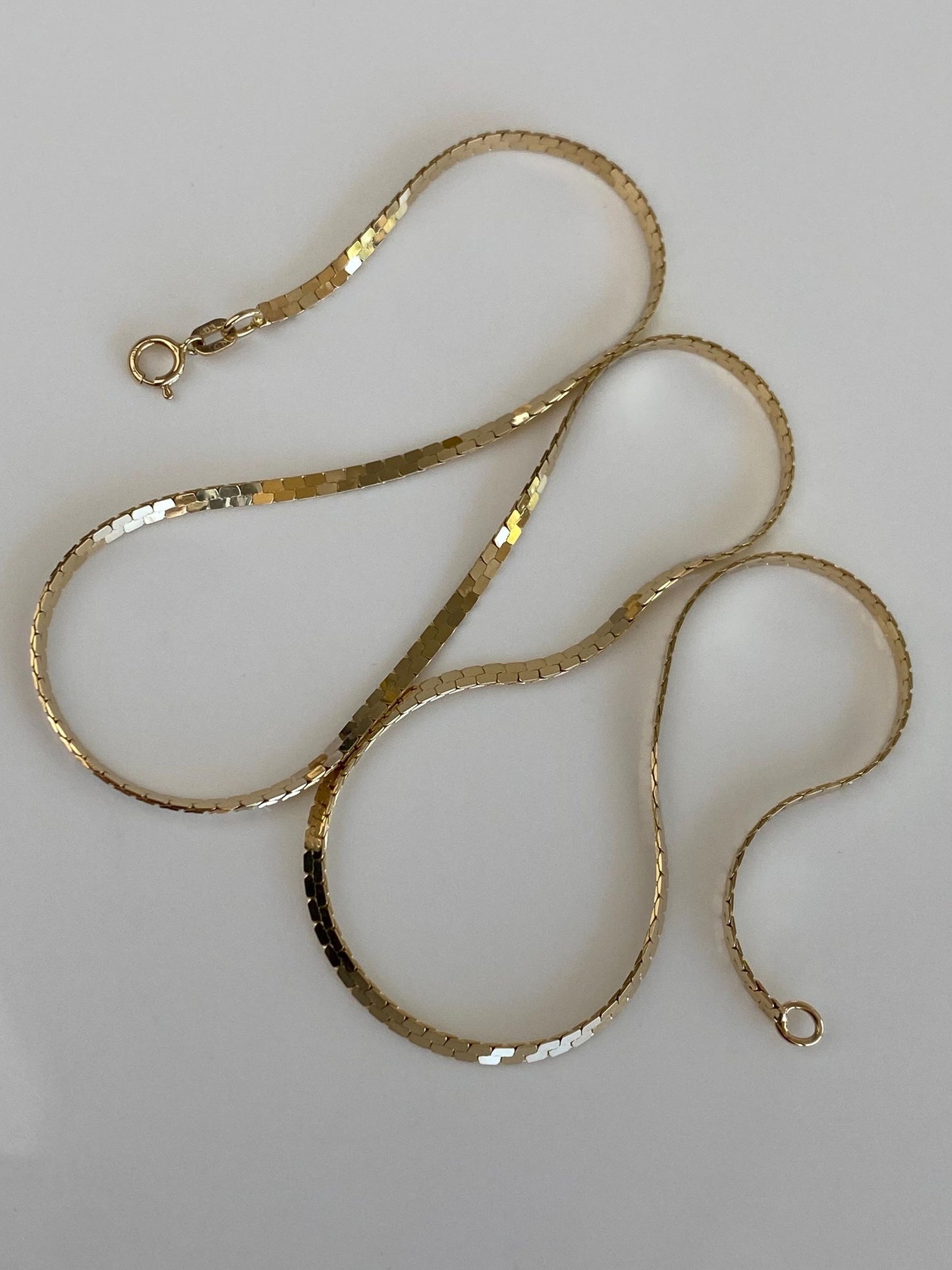 Vintage Solid 14k Yellow Gold Fancy Flat Chain Necklace - 18 inches