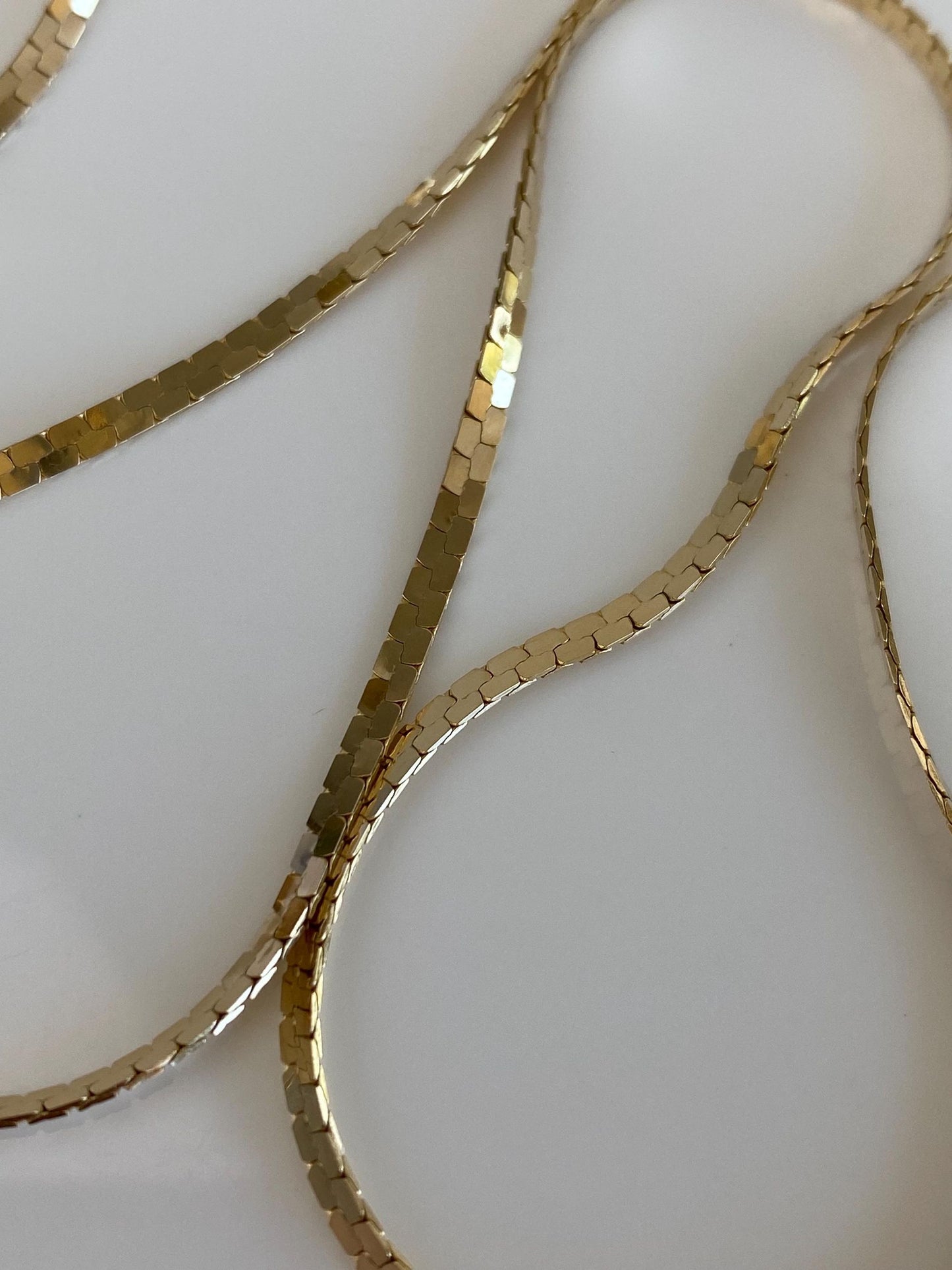 Vintage Solid 14k Yellow Gold Fancy Flat Chain Necklace - 18 inches