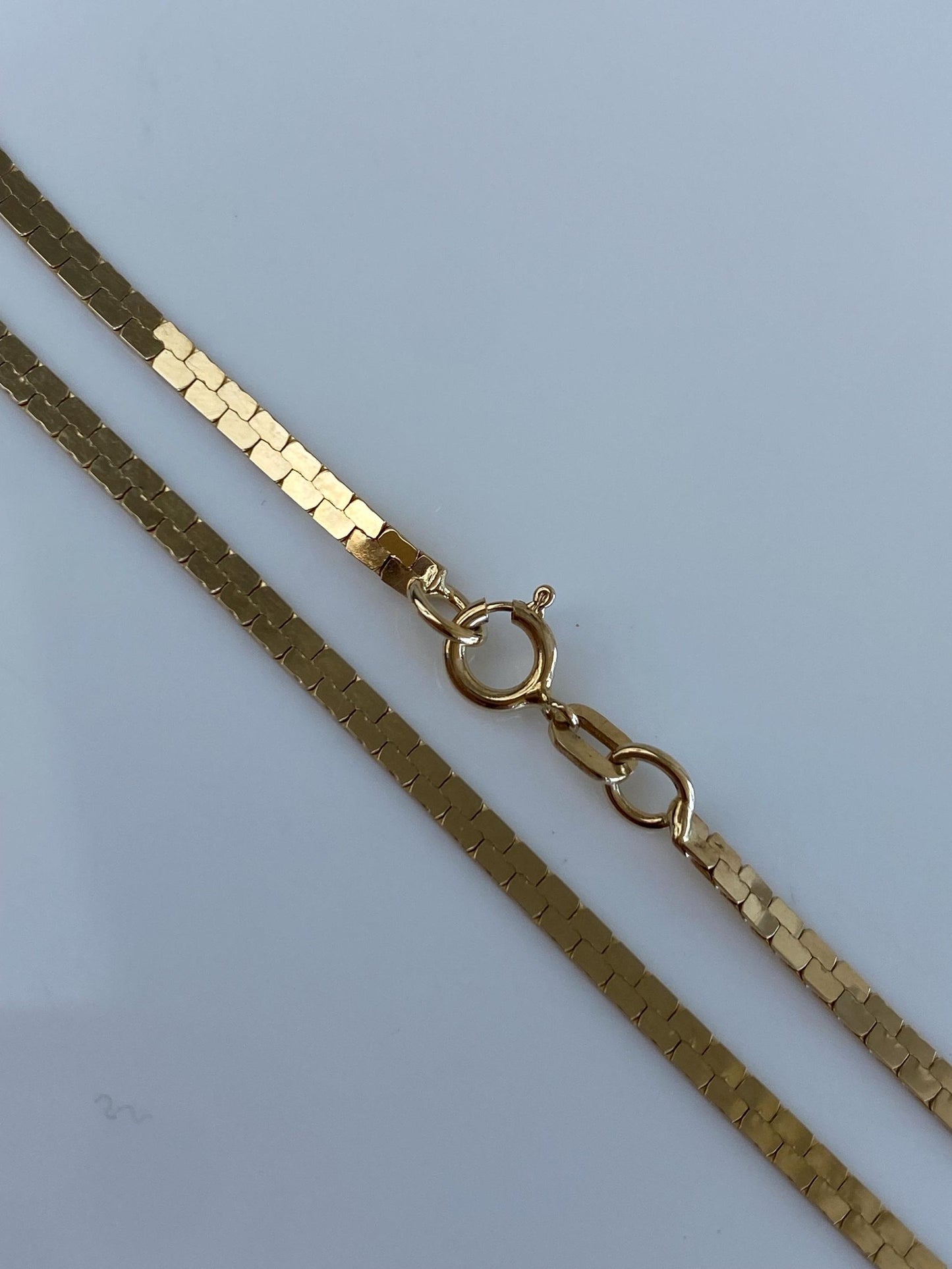 Vintage Solid 14k Yellow Gold Fancy Flat Chain Necklace - 18 inches