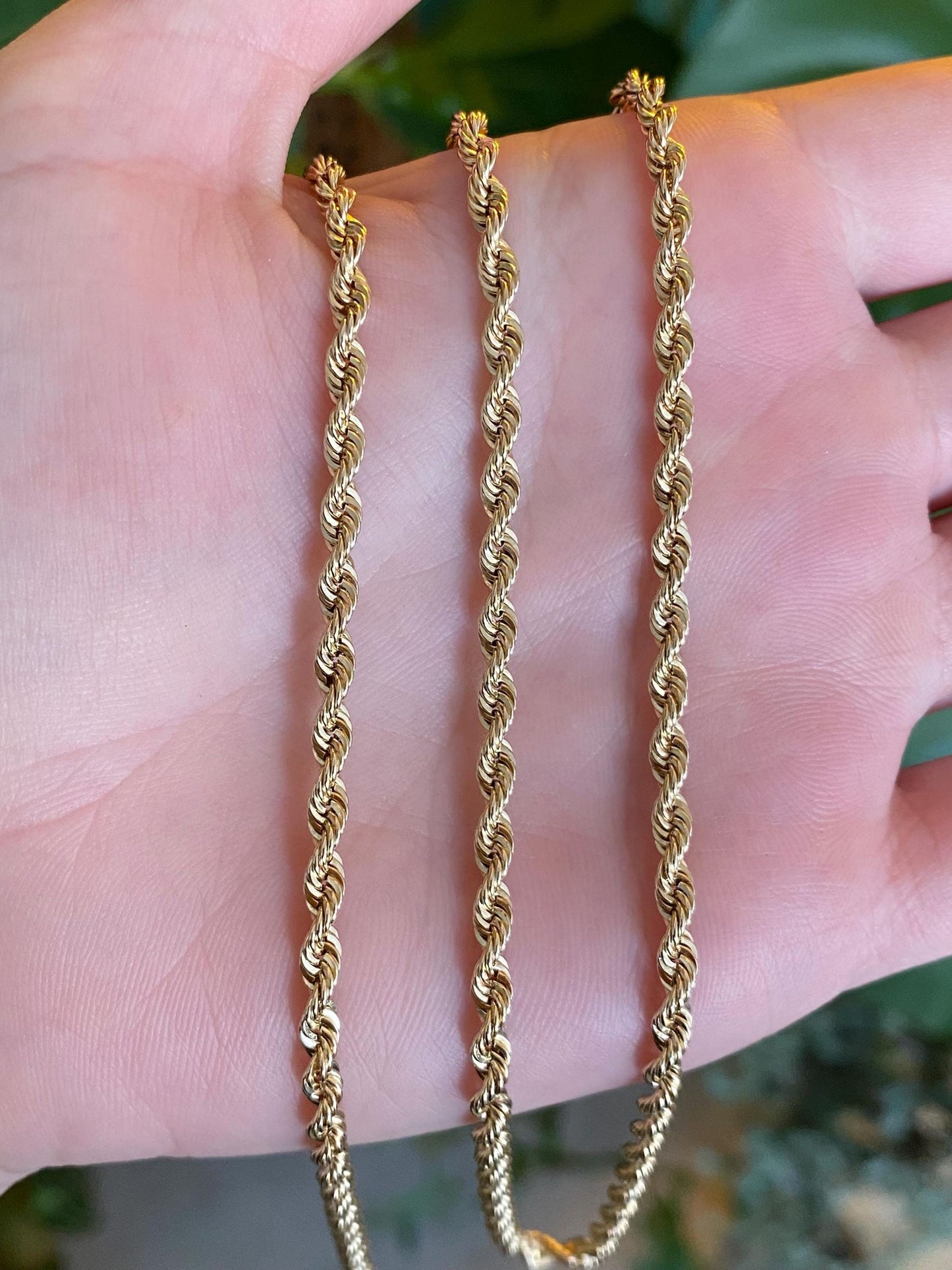 Vintage Solid 14k Yellow Gold Rope Chain Necklace - 25 inches