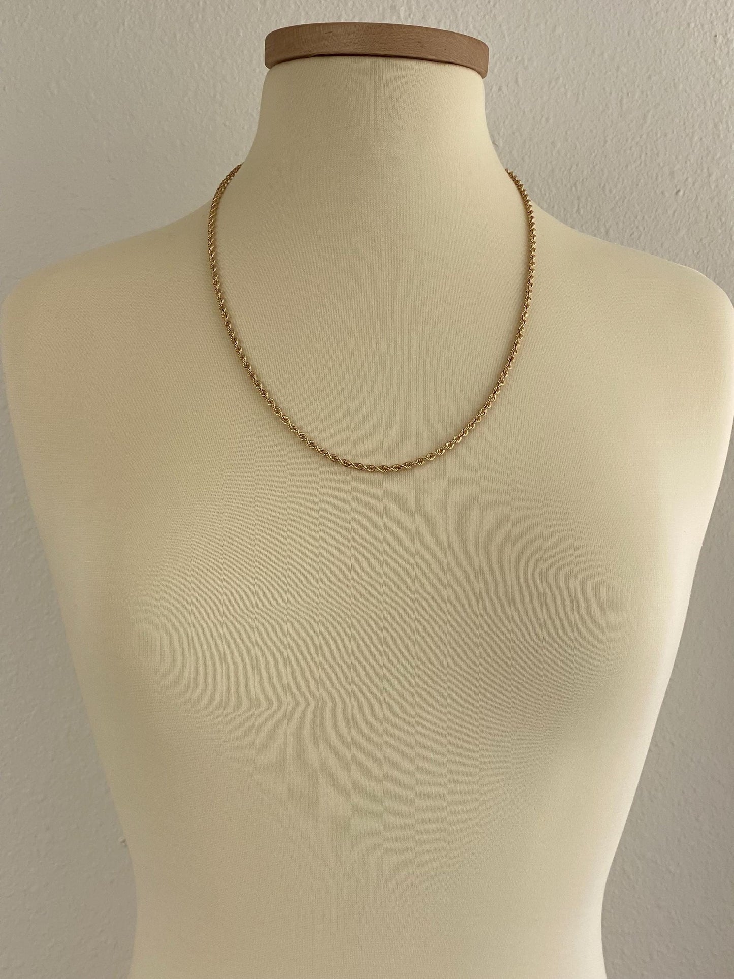 Vintage Solid 14k Yellow Gold Rope Chain Necklace - 25 inches