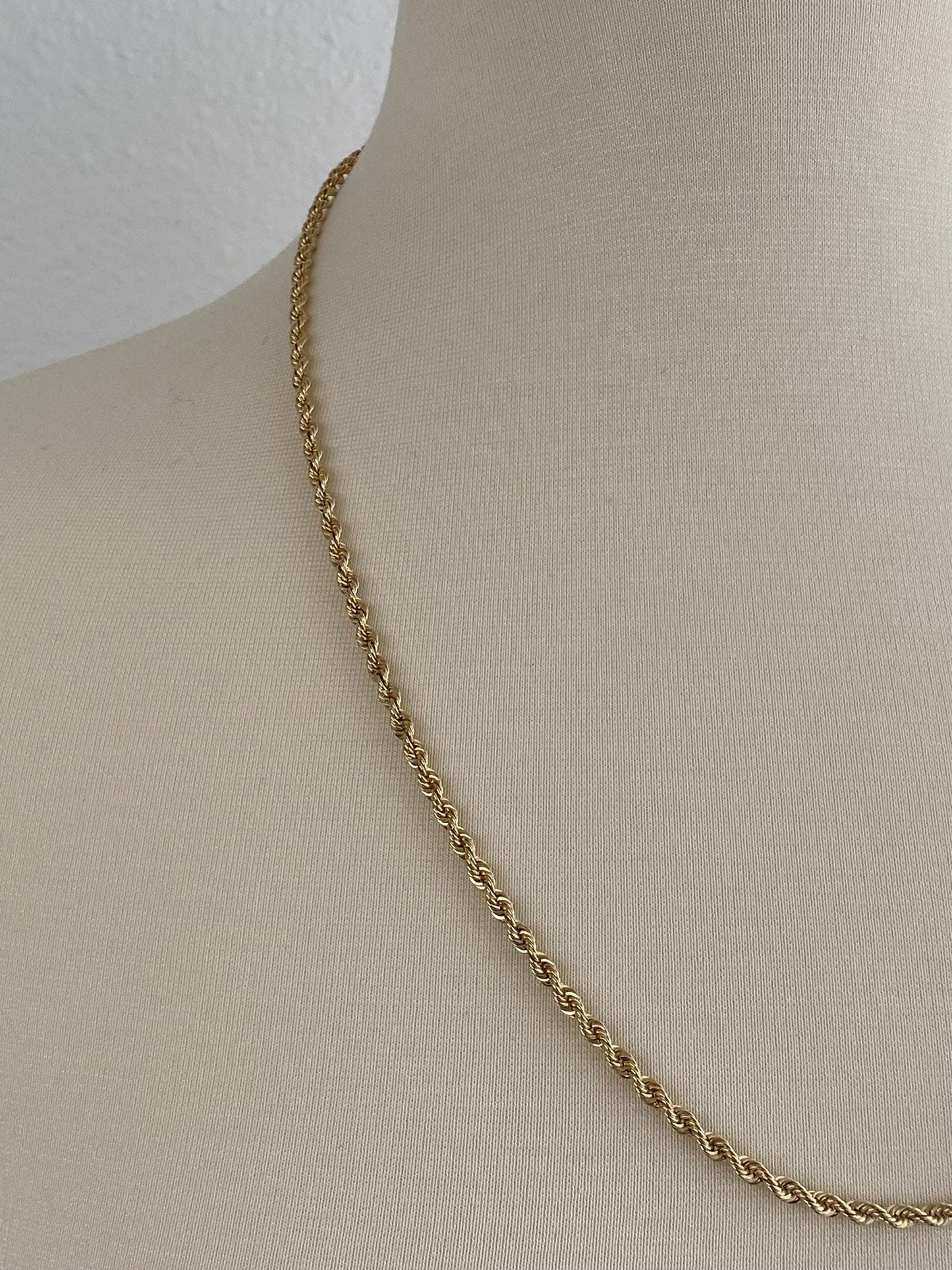 Vintage Solid 14k Yellow Gold Rope Chain Necklace - 25 inches