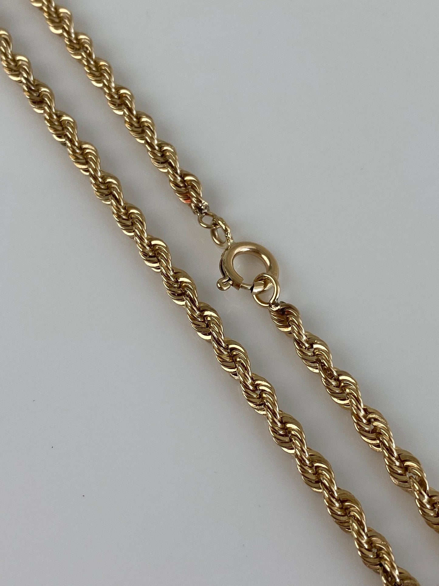 Vintage Solid 14k Yellow Gold Rope Chain Necklace - 25 inches