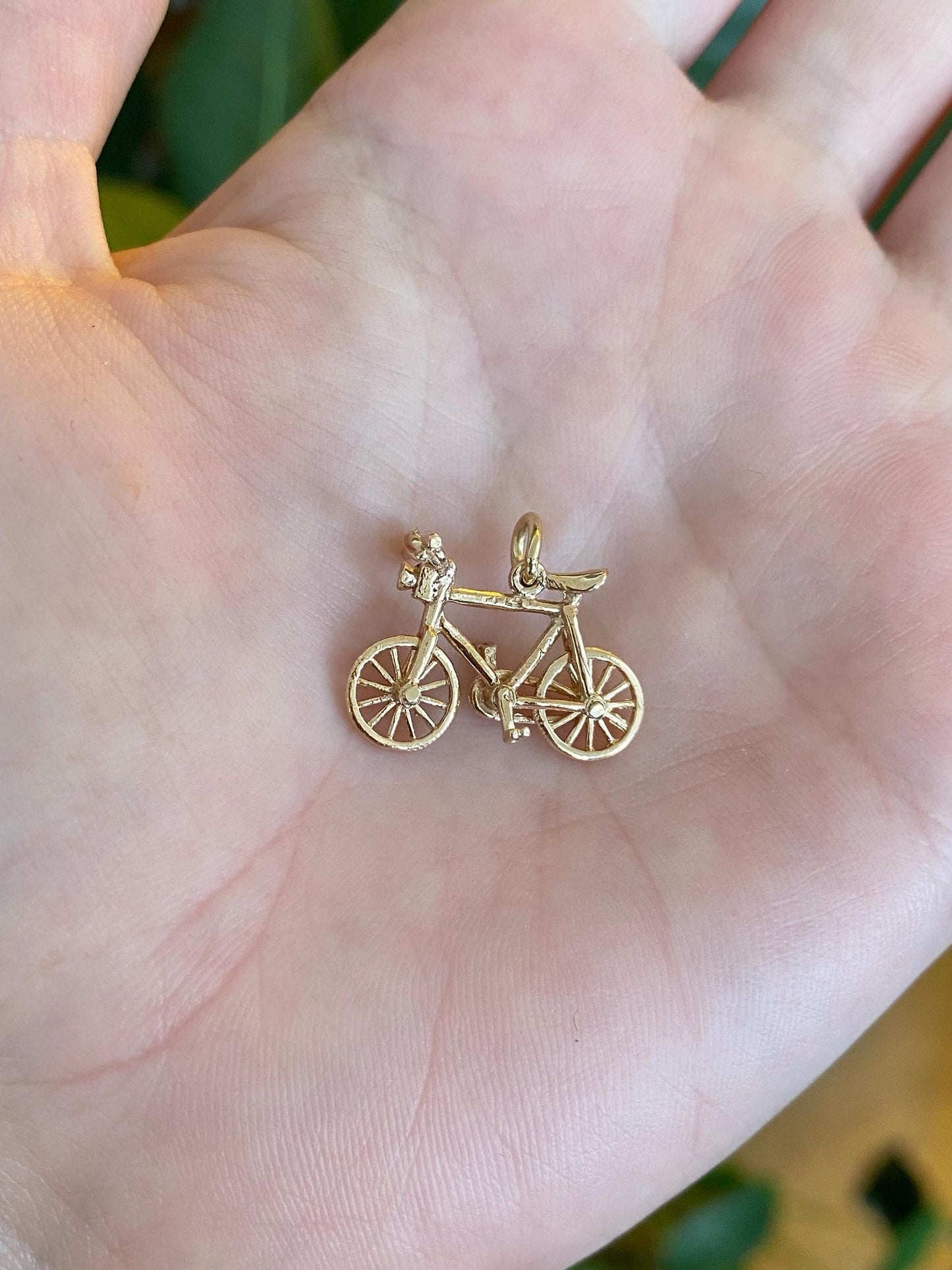 Vintage Solid 9k Yellow Gold Articulated Bicycle Charm