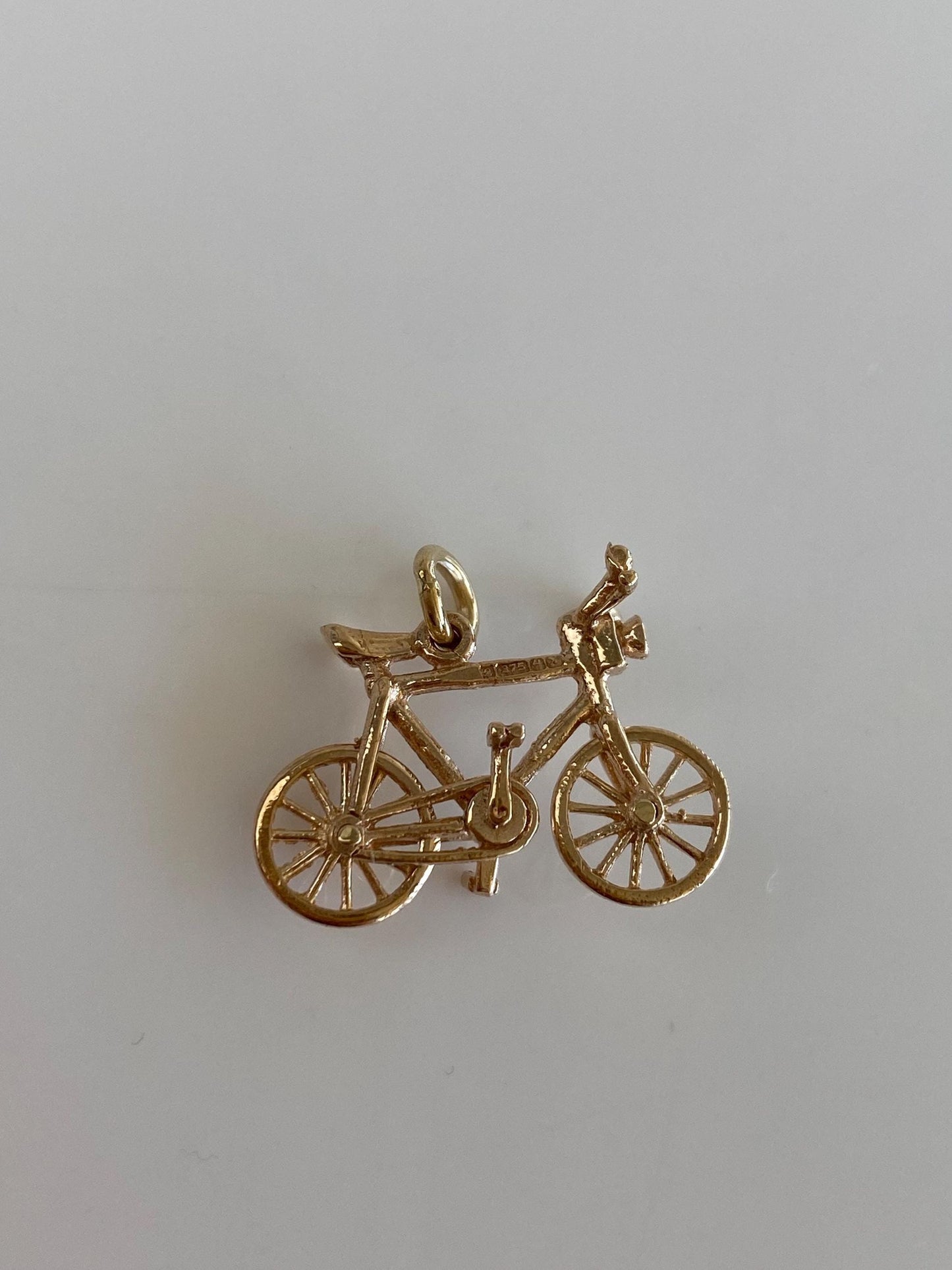 Vintage Solid 9k Yellow Gold Articulated Bicycle Charm