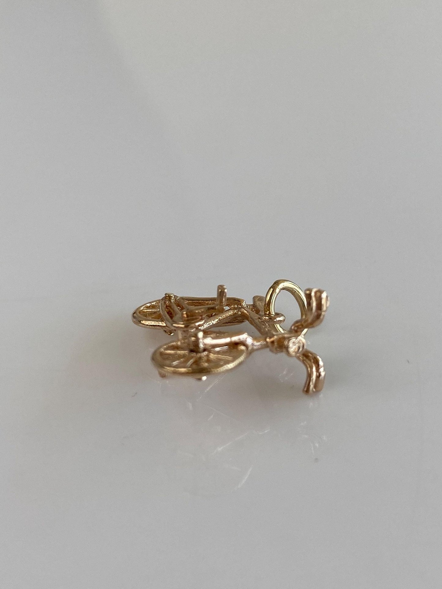 Vintage Solid 9k Yellow Gold Articulated Bicycle Charm