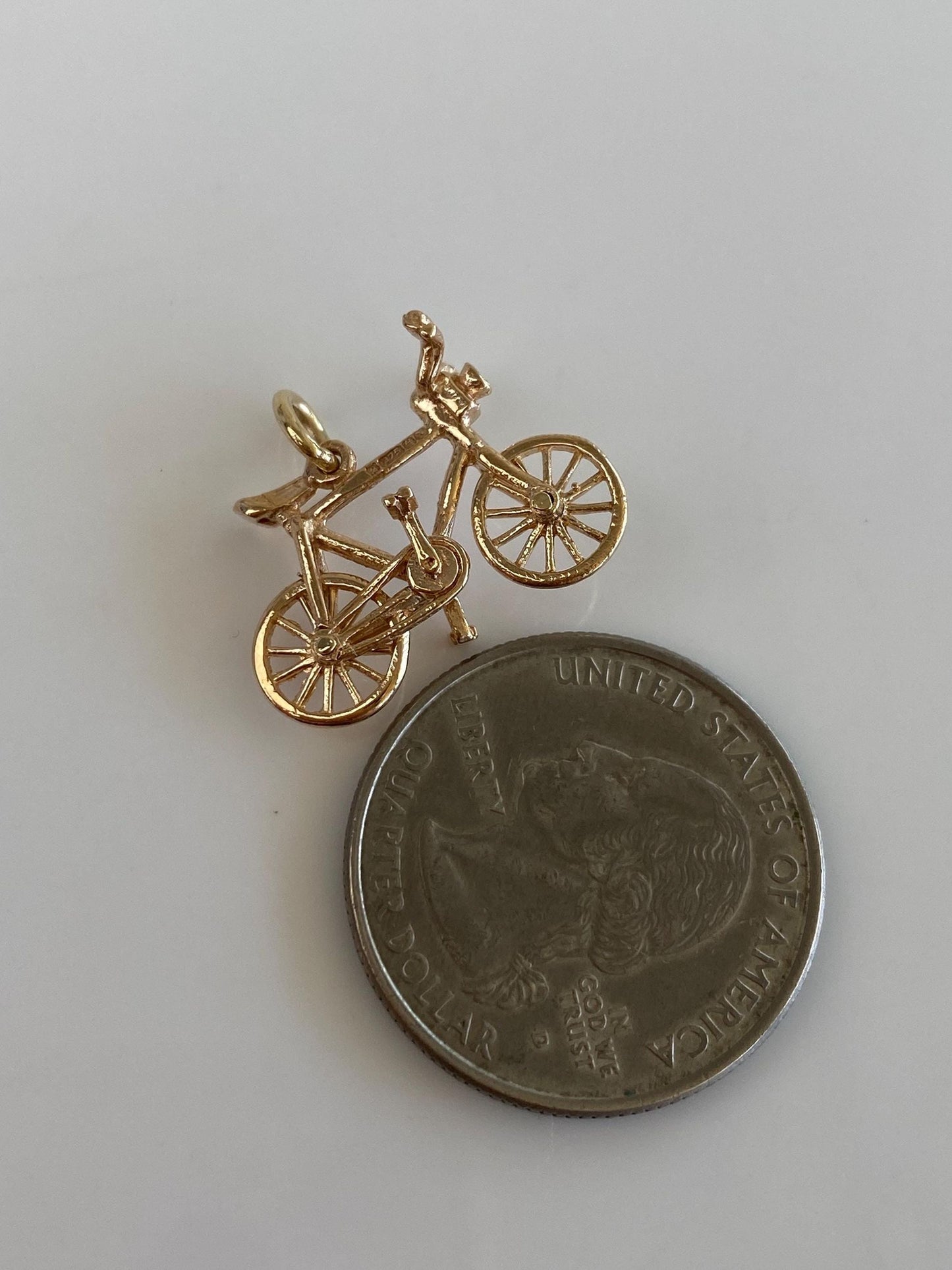 Vintage Solid 9k Yellow Gold Articulated Bicycle Charm