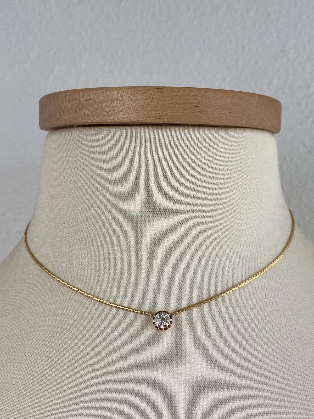 Vintage Solid 18k Yellow Gold Diamond Serpentine Chain Necklace - 15.25 inches