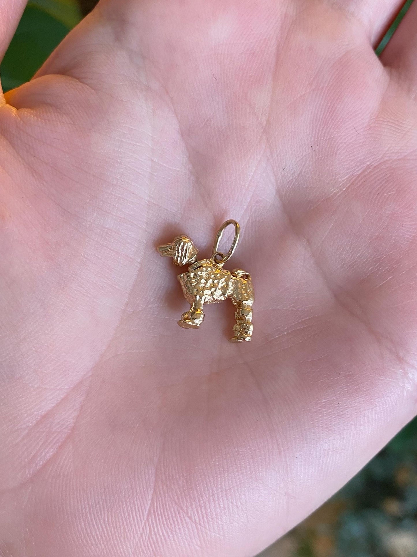 Vintage Solid 14k Yellow Gold Articulated Poodle Dog Charm
