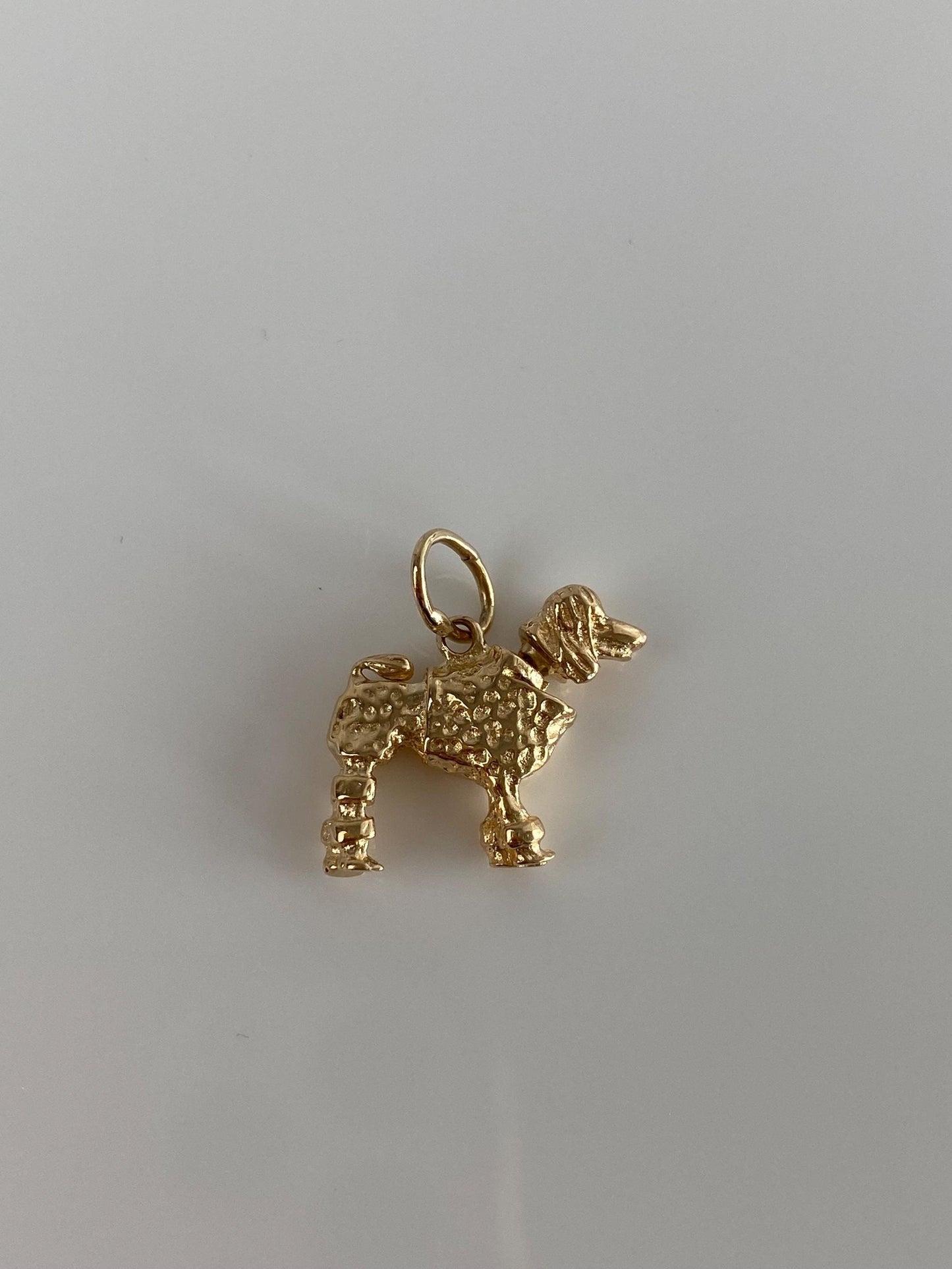 Vintage Solid 14k Yellow Gold Articulated Poodle Dog Charm