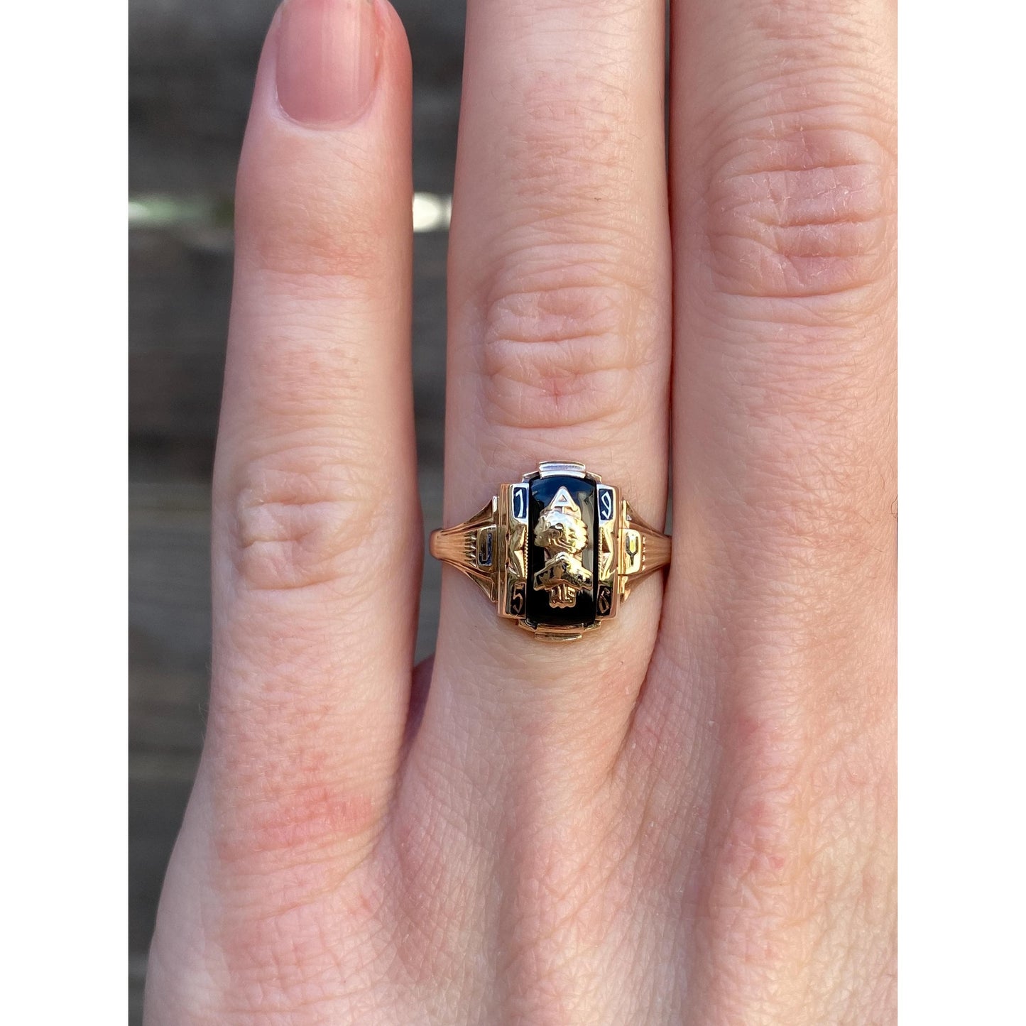 Vintage Solid 10k Yellow Gold 1956 Class Ring - Size 5.5