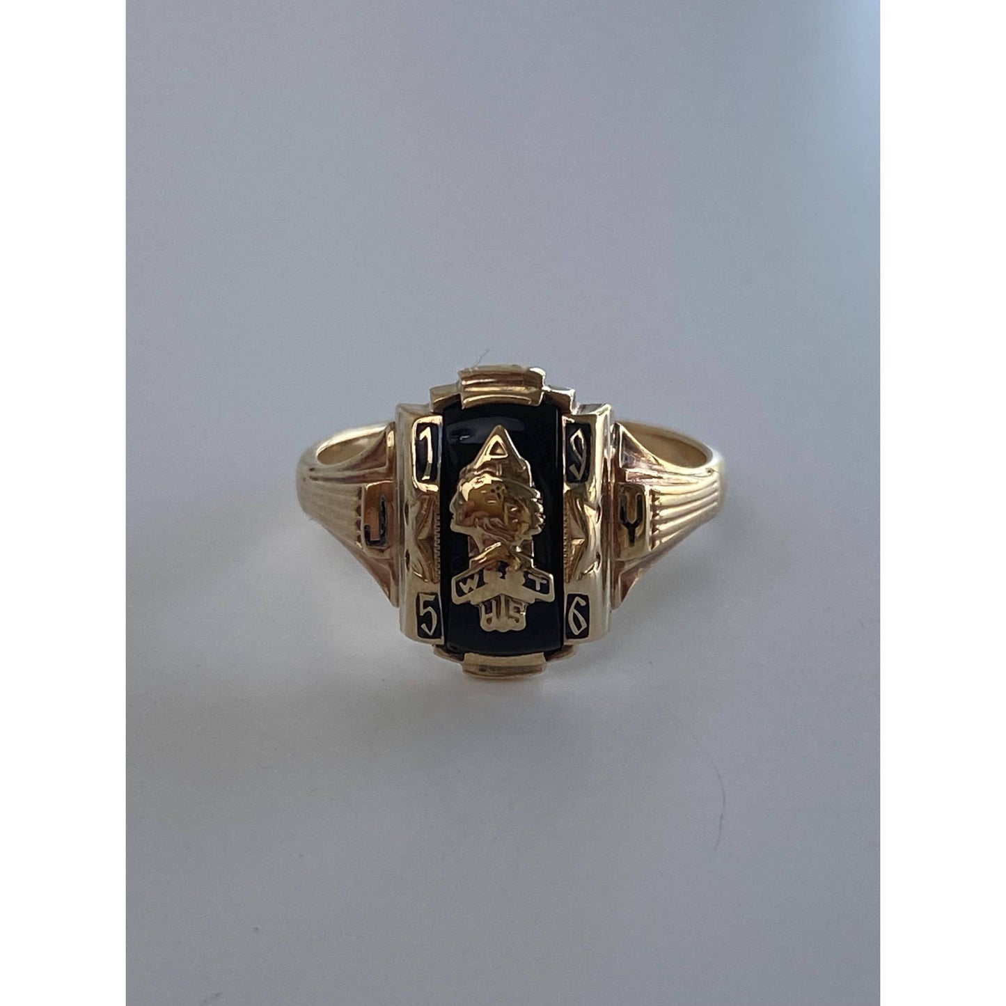 Vintage Solid 10k Yellow Gold 1956 Class Ring - Size 5.5