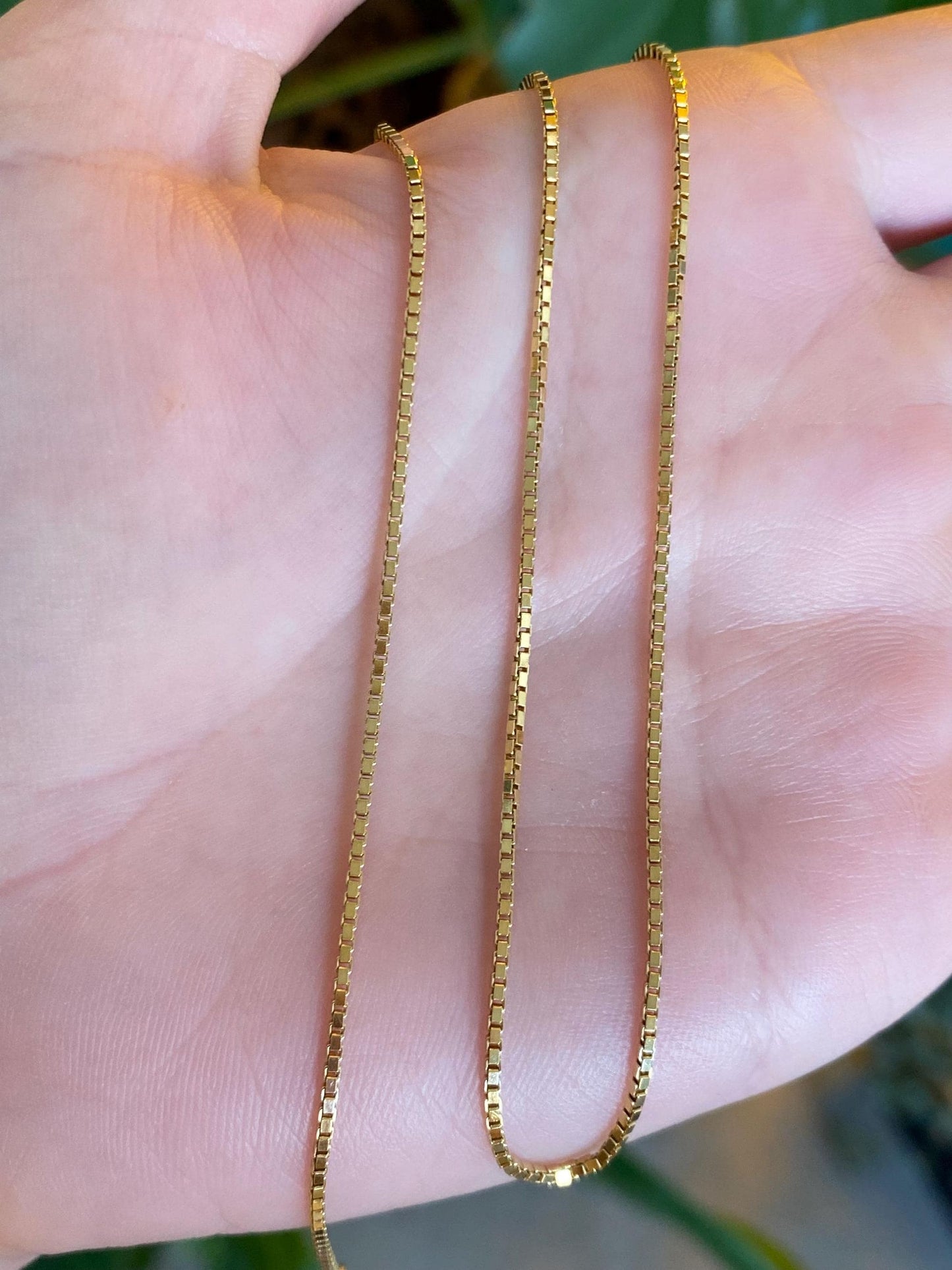 Vintage Solid 14k Yellow Gold Box Chain Necklace - 18 inches