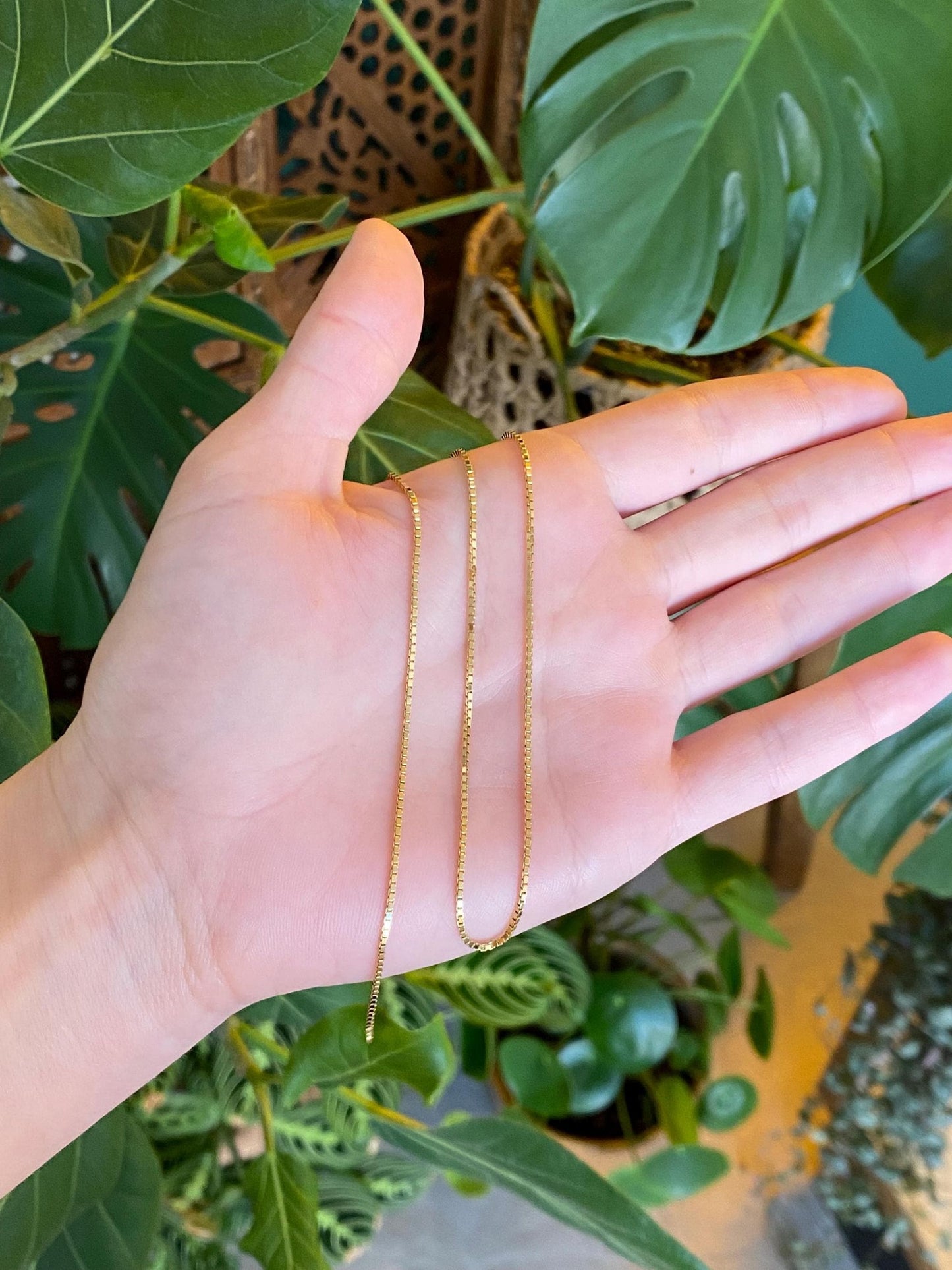 Vintage Solid 14k Yellow Gold Box Chain Necklace - 18 inches