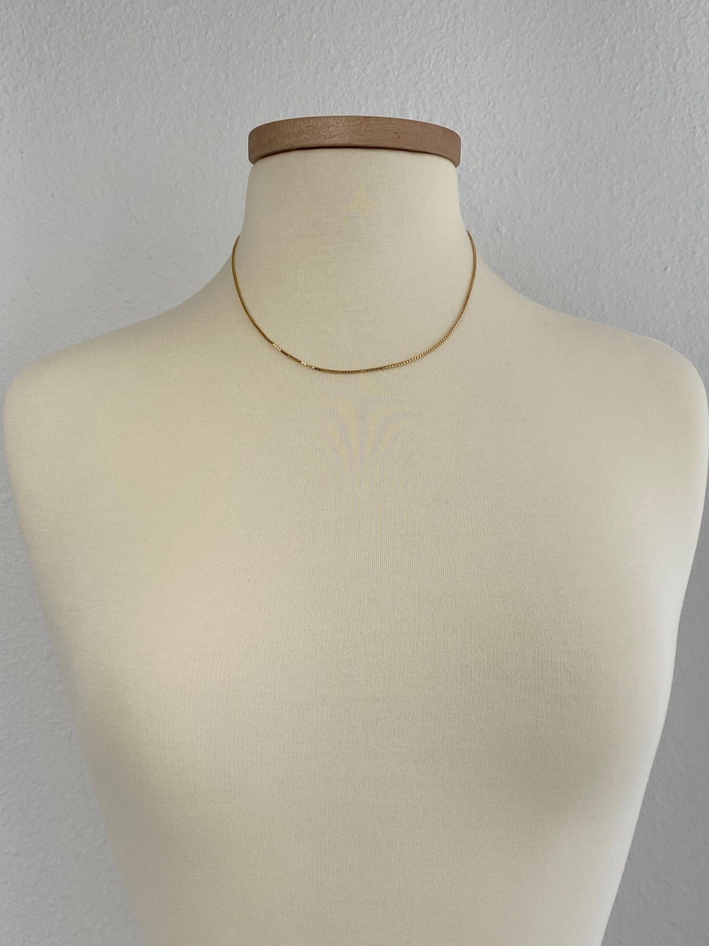 Vintage Solid 14k Yellow Gold Box Chain Necklace - 18 inches