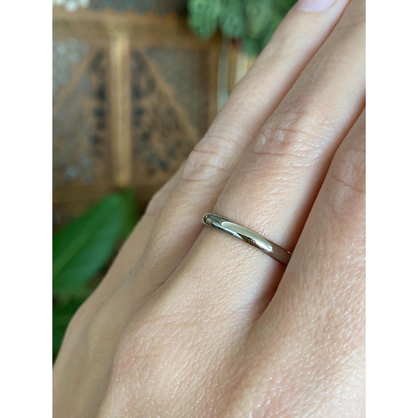 Vintage Solid 18k White Gold Ring Band - Size 6.25